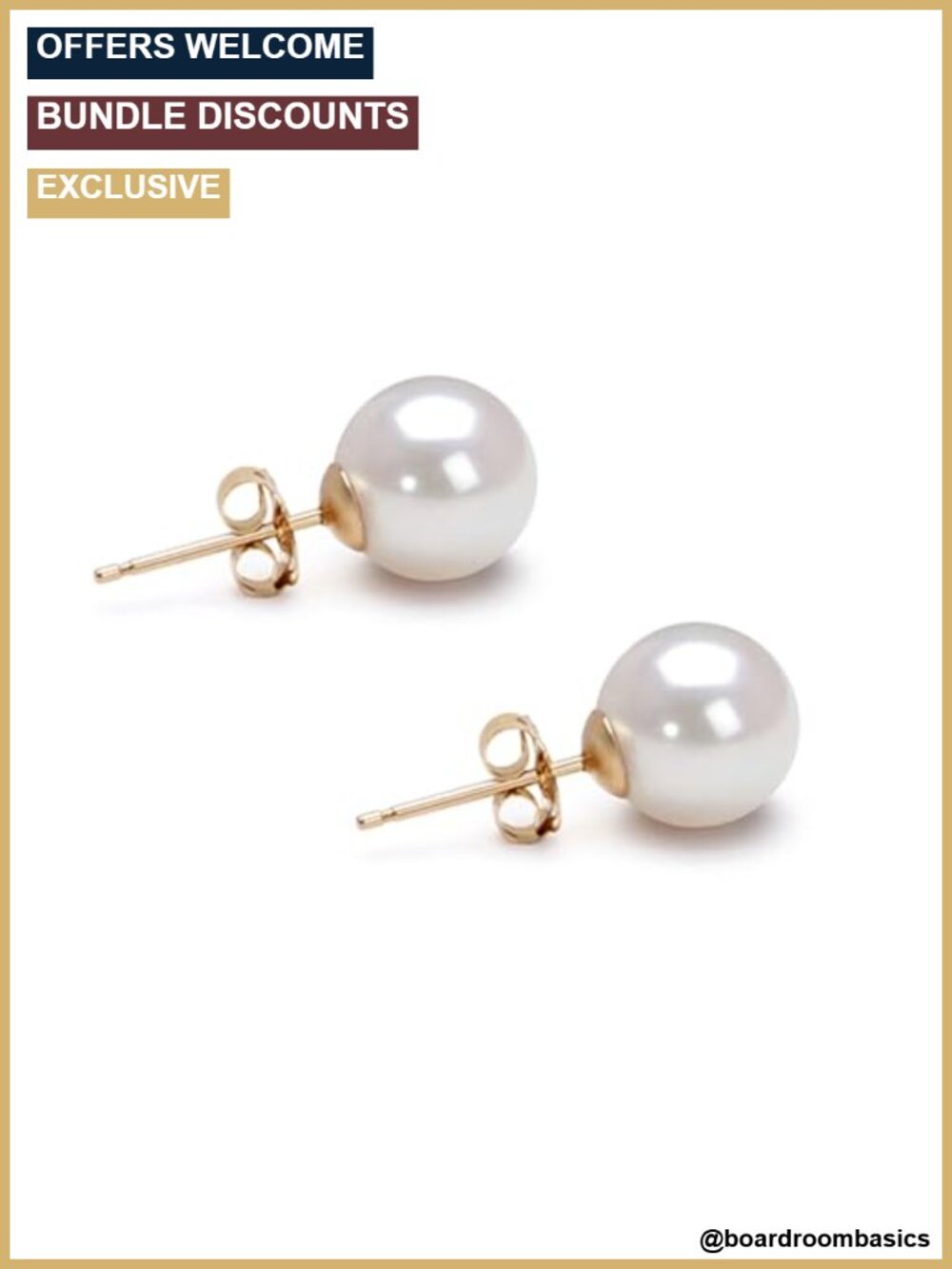 AAAA Japanese Akoya Cultured Pearl Stud Earrings Solid 14k Gold Studs